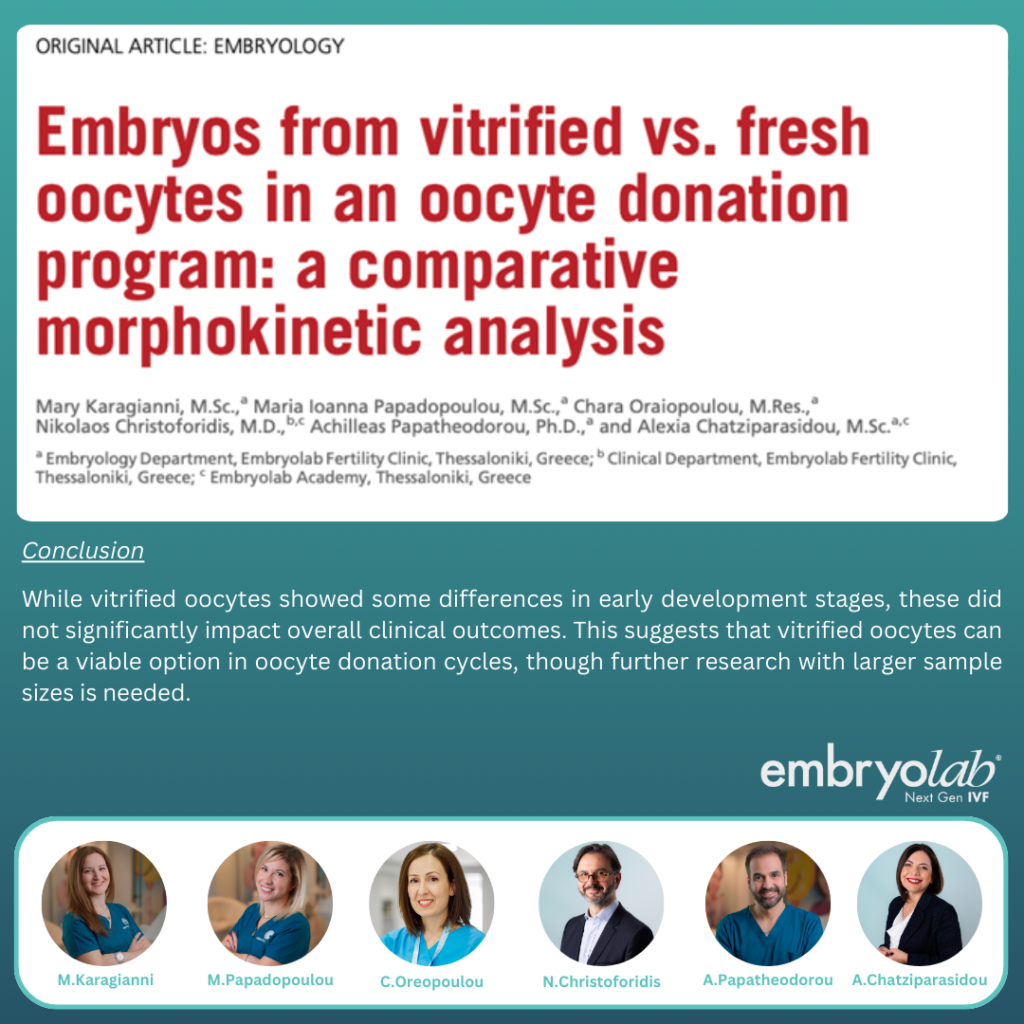 Embryos from vitrified vs. fresh oocytes in an oocyte donation program: a comparative morphokinetic analysis